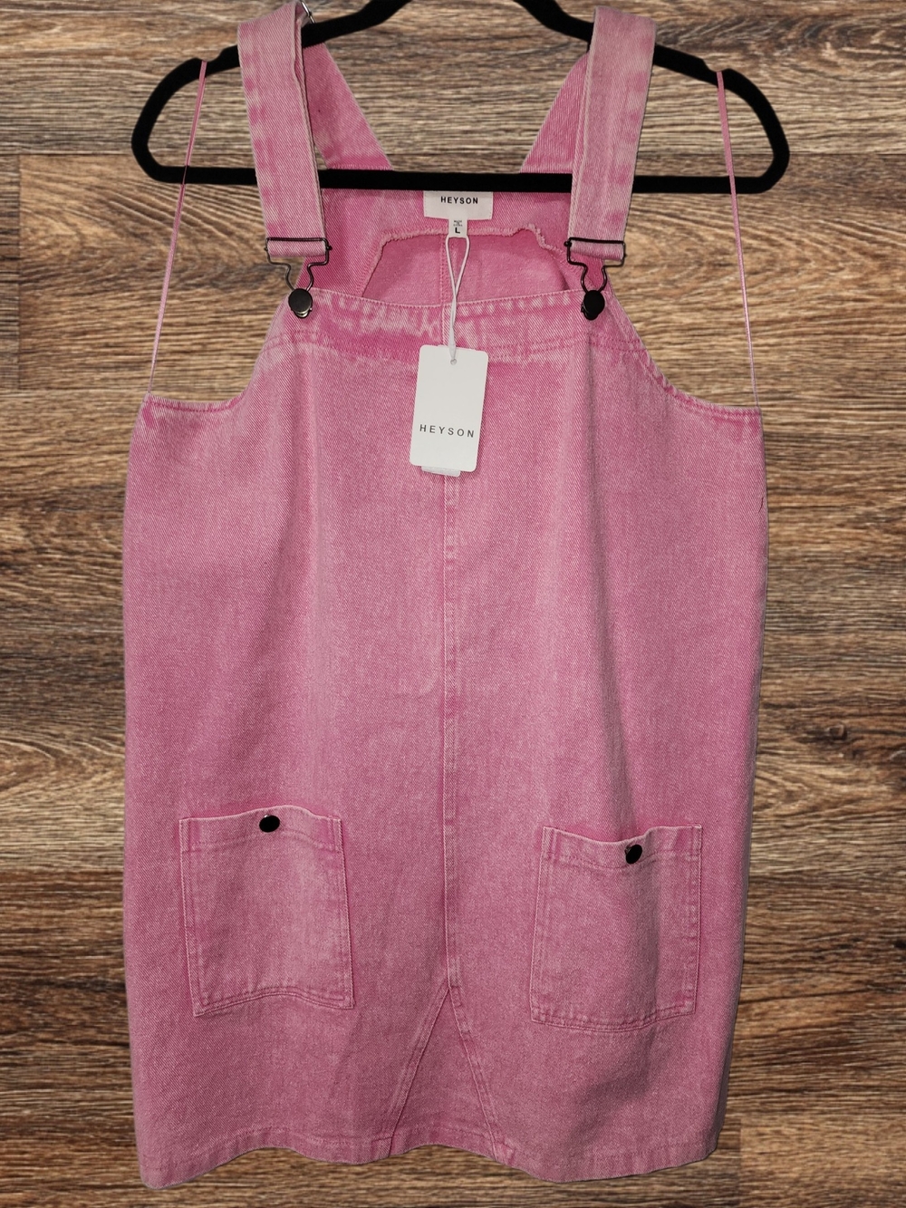Heyson Pink Denim Overall Style Dress NWT